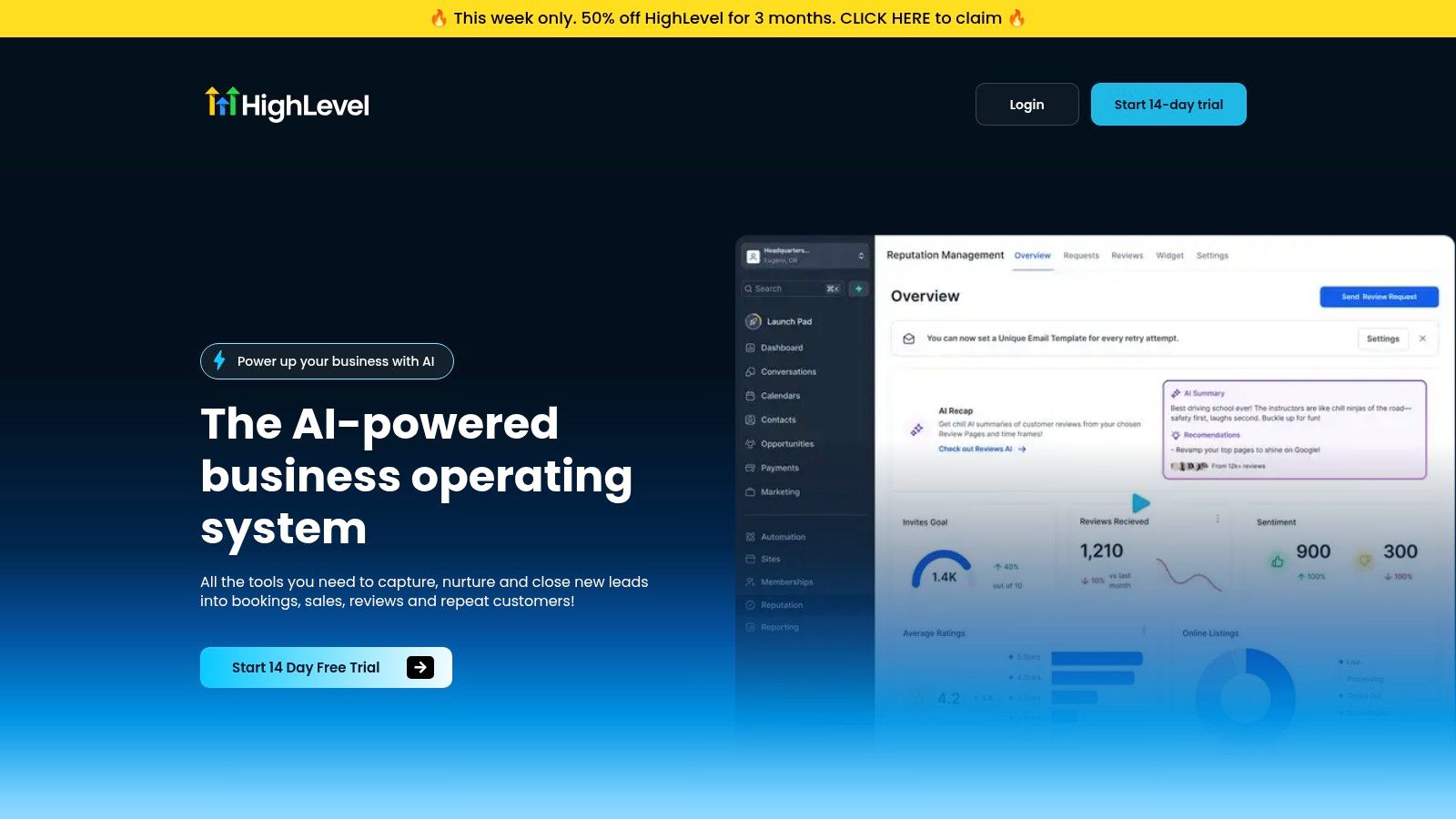 Screenshot from https://www.gohighlevel.com